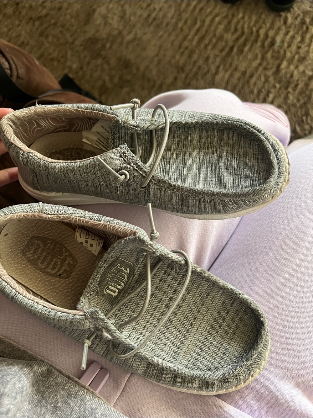 Hey Dude Kids Gray Striped Slip-On Sneakers